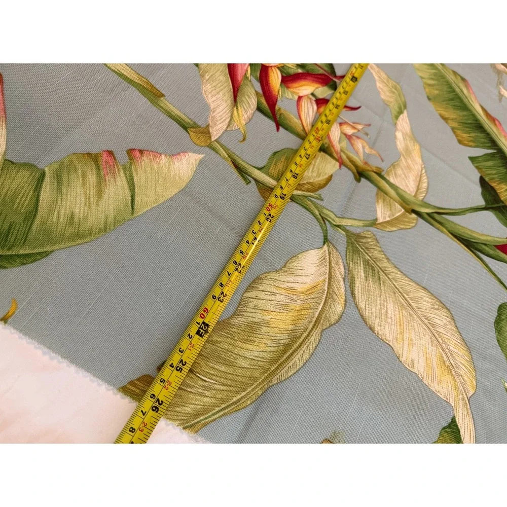 New Jungle on Blue Tropical Plants Fabric 25